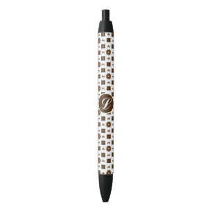 Stylo Noir Elegant and Classic Pattern Design Black Ink Pen