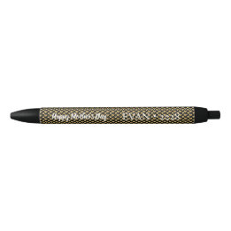 Stylo Noir Elégant Black Faux Gold Foil Coeurs Fête des Mères