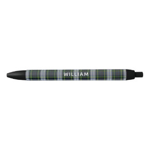 Stylo Noir Élégant carreau tartan Gordon personnalisé