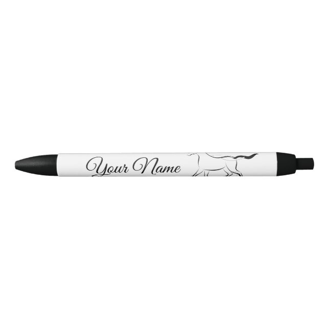 Stylo Noir Élégant cheval en couleur noire (Devant)