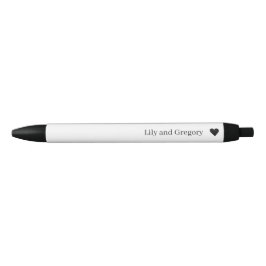 Stylo Noir Élégant Coeur noir et blanc élégant