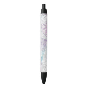 Stylo Noir Élégant design en argent de Sun Moon Mandala