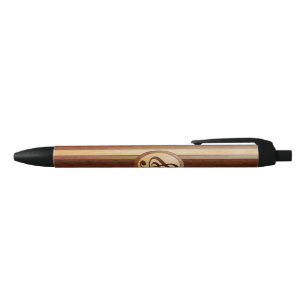 Stylo Noir Élégant Faux Wood Treble Clef Inlay