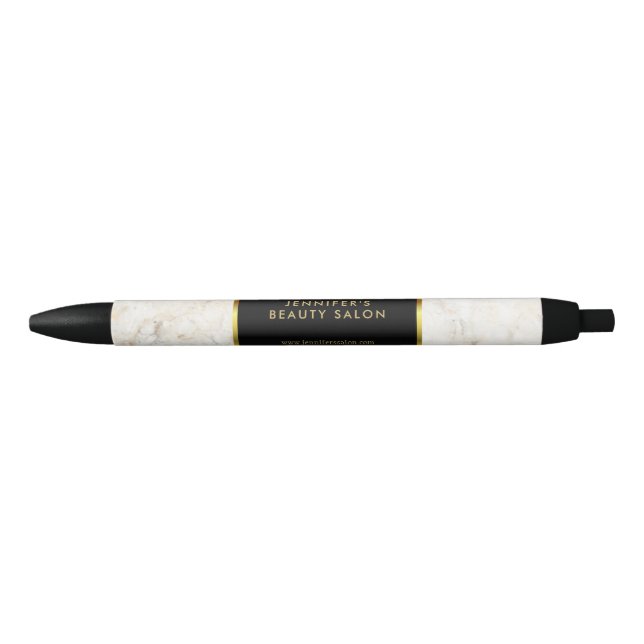Stylo Noir Élégant marbre blanc or noir professionnel (Devant)