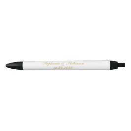 Stylo Noir Élégant Mariage noir blanc or