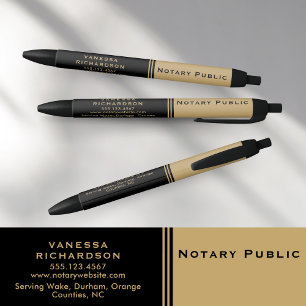 Stylo Noir Élégant Marketing Promotionnel de Notaire Noir & O