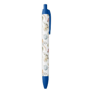 Stylo Noir Elégant Motif d'aquarelle d'automne