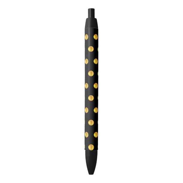 Stylo Noir Elégant Motif Golden Confetti en noir (devant Vertical)
