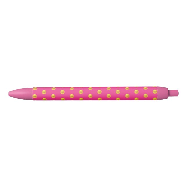 Stylo Noir Elégant Motif Golden Confetti en rose (Devant)
