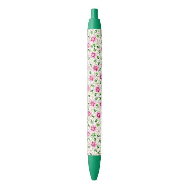 Stylo Noir Élégant Motif Mariage rose (devant Vertical)