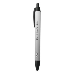Stylo Noir Élégant Noble Élégant Asclepius Médical Noir Blanc