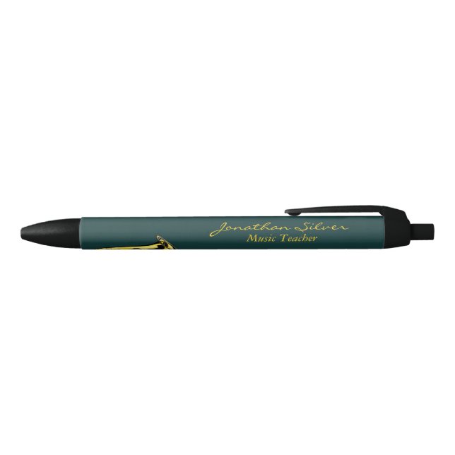 Stylo Noir Elégant Piano Keys & Saxophone Music Enseignant (Haut)