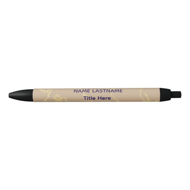 Stylo Noir Elegant white BG & Blue flower custom  (Devant)