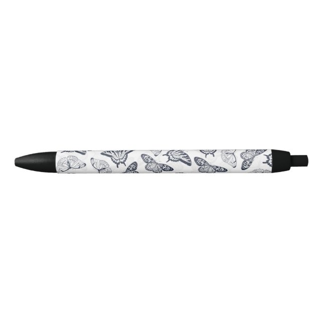 Stylo Noir Elégante conception de papillon noir blanc (Devant)