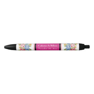 Stylo Noir Élégante Fleur Joli Mariage Faveur Fête des mariée