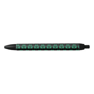 Stylo Noir Emerald Green Sparkles Shamrock motif noir
