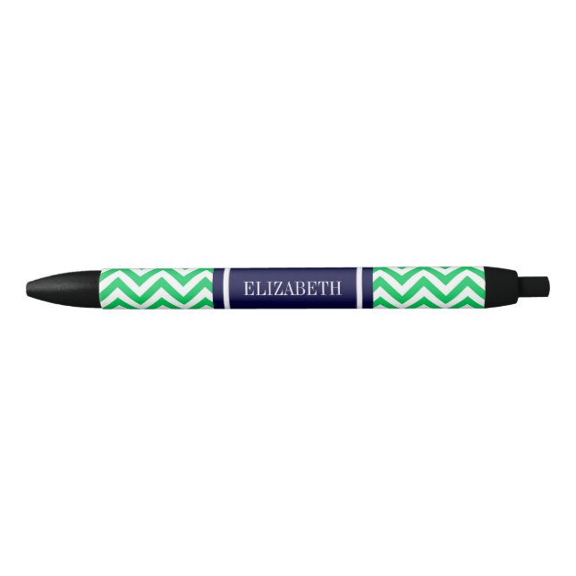 Stylo Noir Emerald White LG Chevron Nom bleu de la marine Mon (Devant)