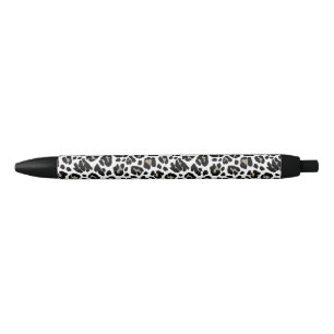 Stylo Noir Empreinte de léopard blanc et noir