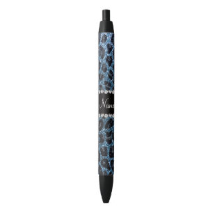 Stylo Noir Empreinte de léopard d'parties scintillant bleu br
