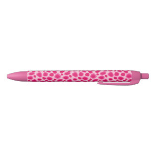 Stylo Noir Empreinte de léopard - Fuchsia et rose clair