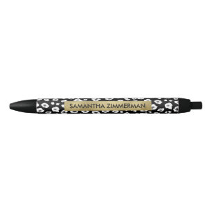 Stylo Noir Empreinte de léopard noir