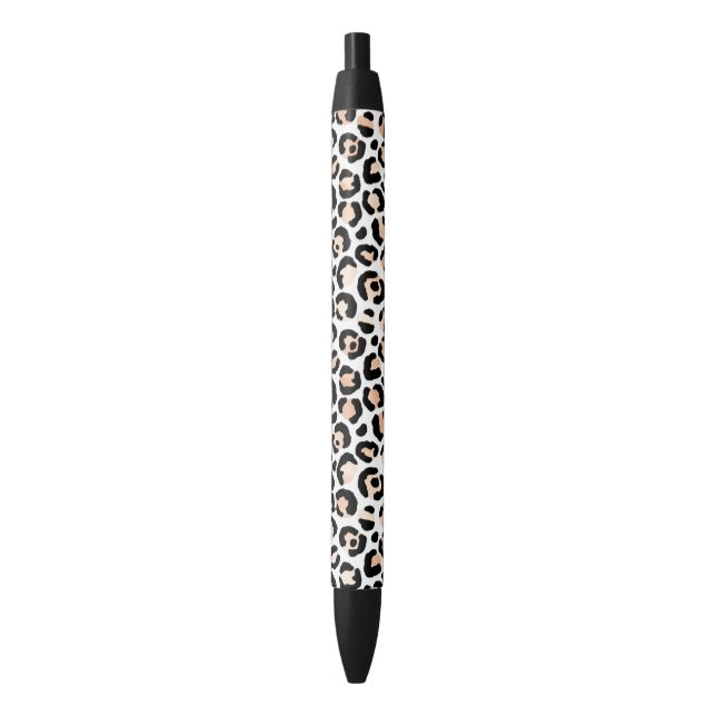 Stylo Noir Empreinte de léopard noir blanc Peach       (devant Vertical)
