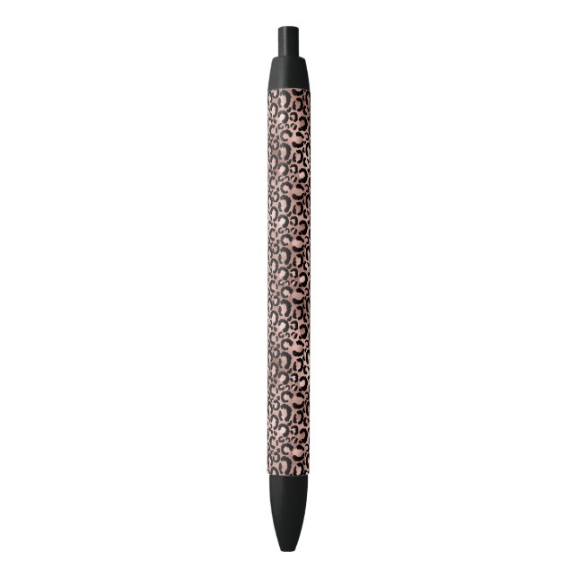 Stylo Noir Empreinte de léopard noir rose (devant Vertical)