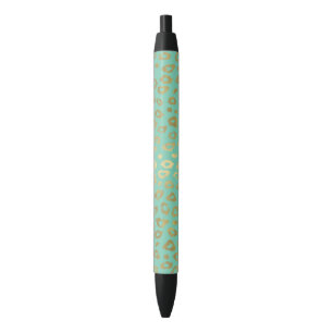Stylo Noir Empreinte de léopard Ombre Monnaie Or