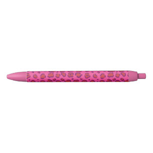 Stylo Noir Empreinte de léopard rose