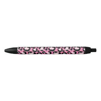 Stylo Noir Empreinte de léopard rose