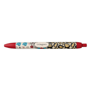 Stylo Noir Empreinte de léopard, style tatouage