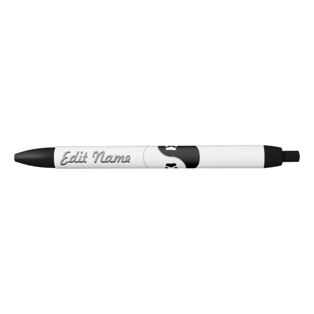 Stylo Noir Empreinte de patte de Yin Yang (Devant)