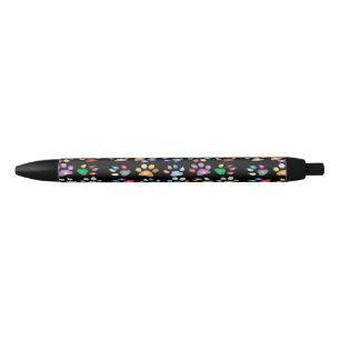 Stylo Noir empreintes de pattes colorés