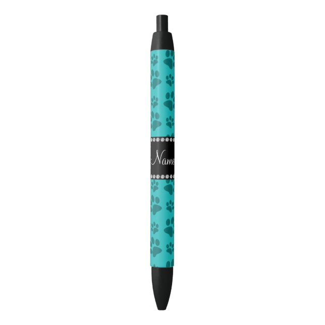 Stylo Noir Empreintes de pattes nommés personnalisés de chien (devant Vertical)