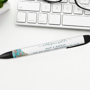 Stylo Noir Encre D'Aquarelle Liquide D'Art Moderne Bleu Et Or