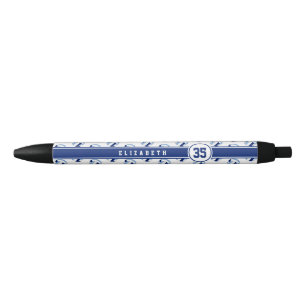Stylo Noir enfants personnalisés nom bleu clair volleyballs