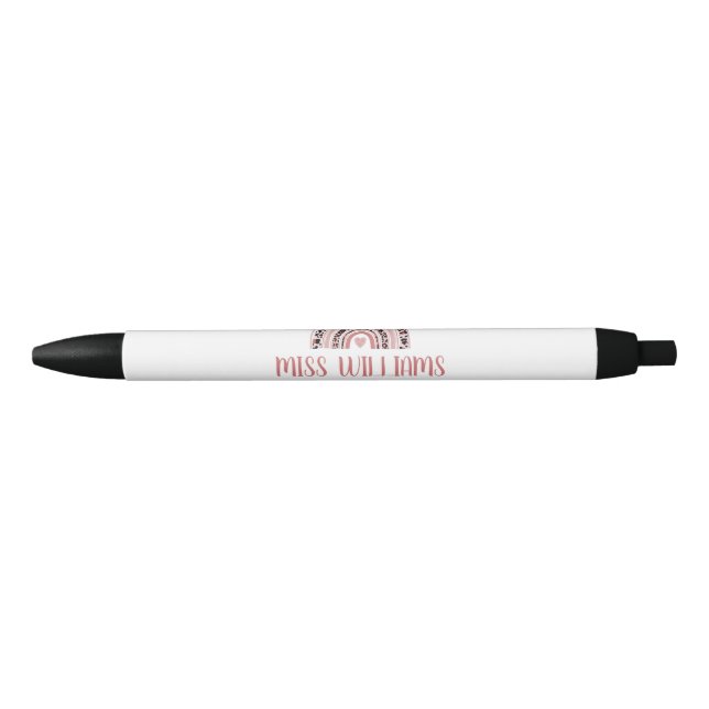 Stylo Noir Enseignant Boho Empreinte de léopard arc-en-ciel (Devant)