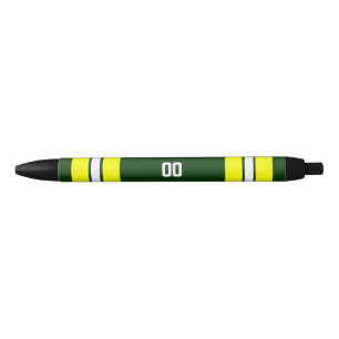 Stylo Noir Équipe de football verte et jaune personnalisée