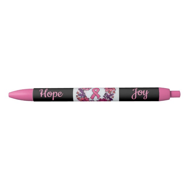 Stylo Noir Espoir Joy Cancer Du Sein Pink Ribbon Flowers Styl (Devant)