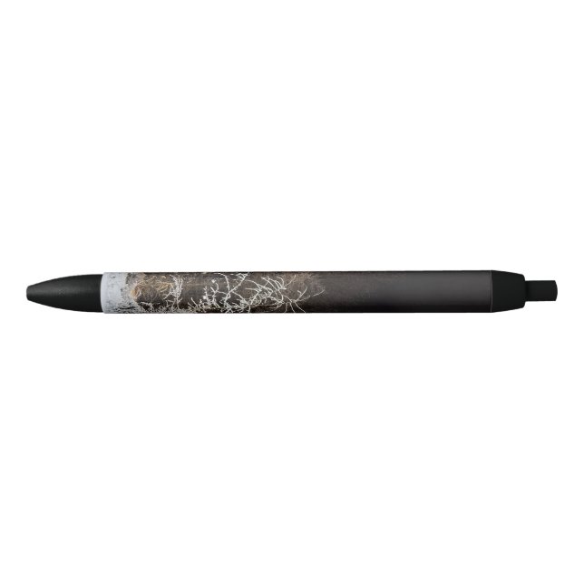 Stylo Noir Esthétique de la forêt hivernale givré (Devant)