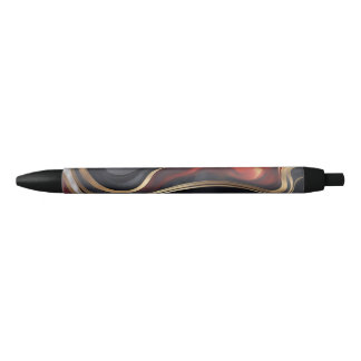 Stylo noir et rouge en marbre (encre noire)