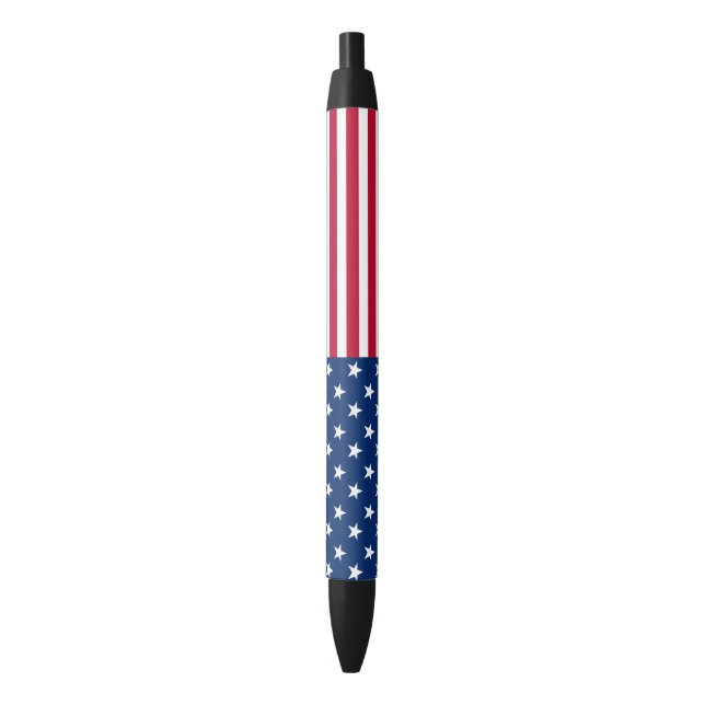 Stylo Noir États-Unis Drapeau américain étoiles et rayures (devant Vertical)