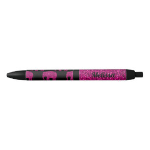 Stylo Noir Étincelle rose étincelante étincelante Votre nom