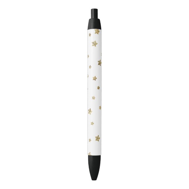 Stylo Noir Étoiles d'or (devant Vertical)