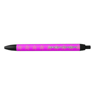 Stylo Noir Etoiles d'or sur ROSE CHAUDE   Personnalisé