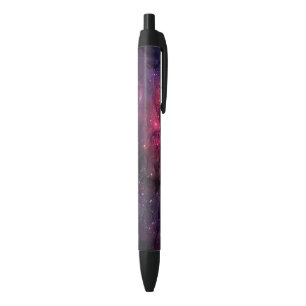 Stylo Noir Étoiles Étoilées Motif Galactique de l'Espace Plan