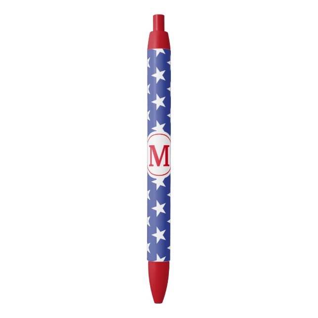 Stylo Noir Étoiles patriotiques monogrammes (devant Vertical)