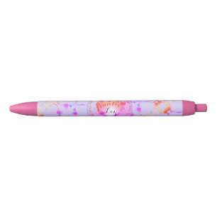 Stylo Noir Événement personnalisé / Anniversaire Coeurs Roses
