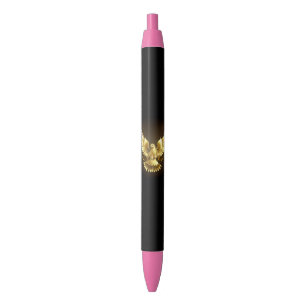 Stylo Noir Faux Gold Foil Peace Dove en noir