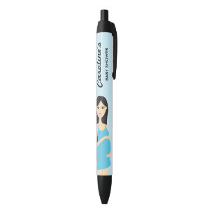 Stylo Noir Femme Enceinte Mignonne En Baby shower Bleu